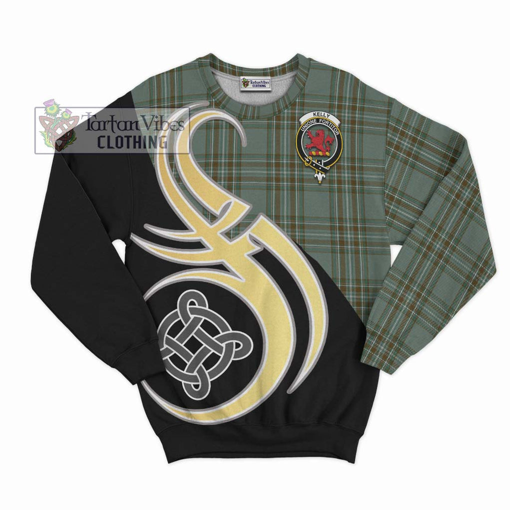 Kelly Tartan Sweatshirt with Family Crest and Celtic Symbol Style - Tartan Vibes Clothing