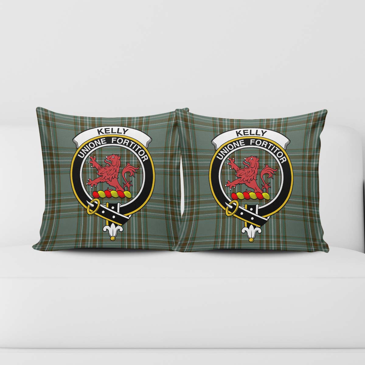 Kelly Dress Tartan Pillow Cover with Family Crest - Tartanvibesclothing