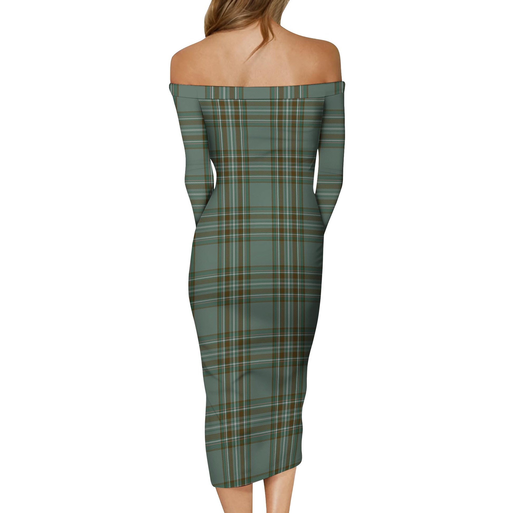 Kelly Dress Tartan Off Shoulder Lady Dress - Tartanvibesclothing