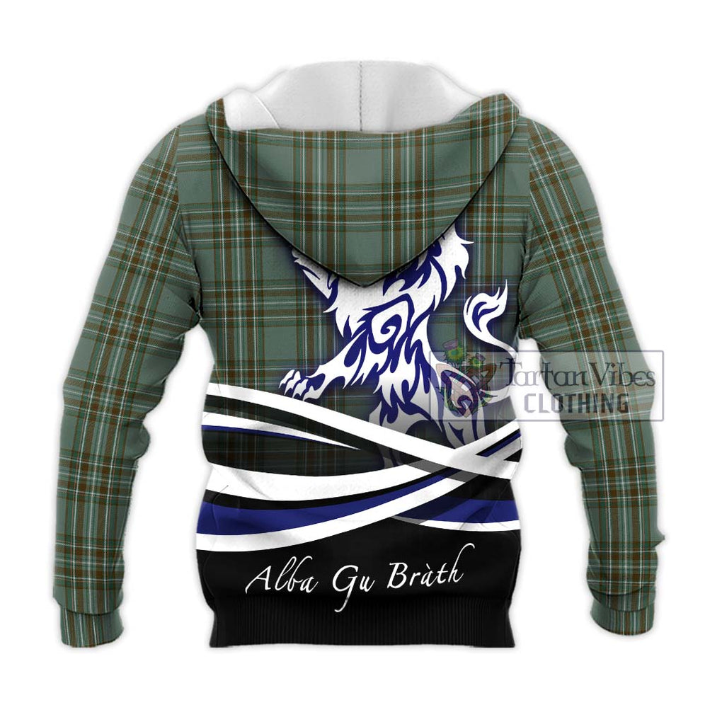 Kelly Tartan Knitted Hoodie with Alba Gu Brath Regal Lion Emblem - Tartanvibesclothing Shop