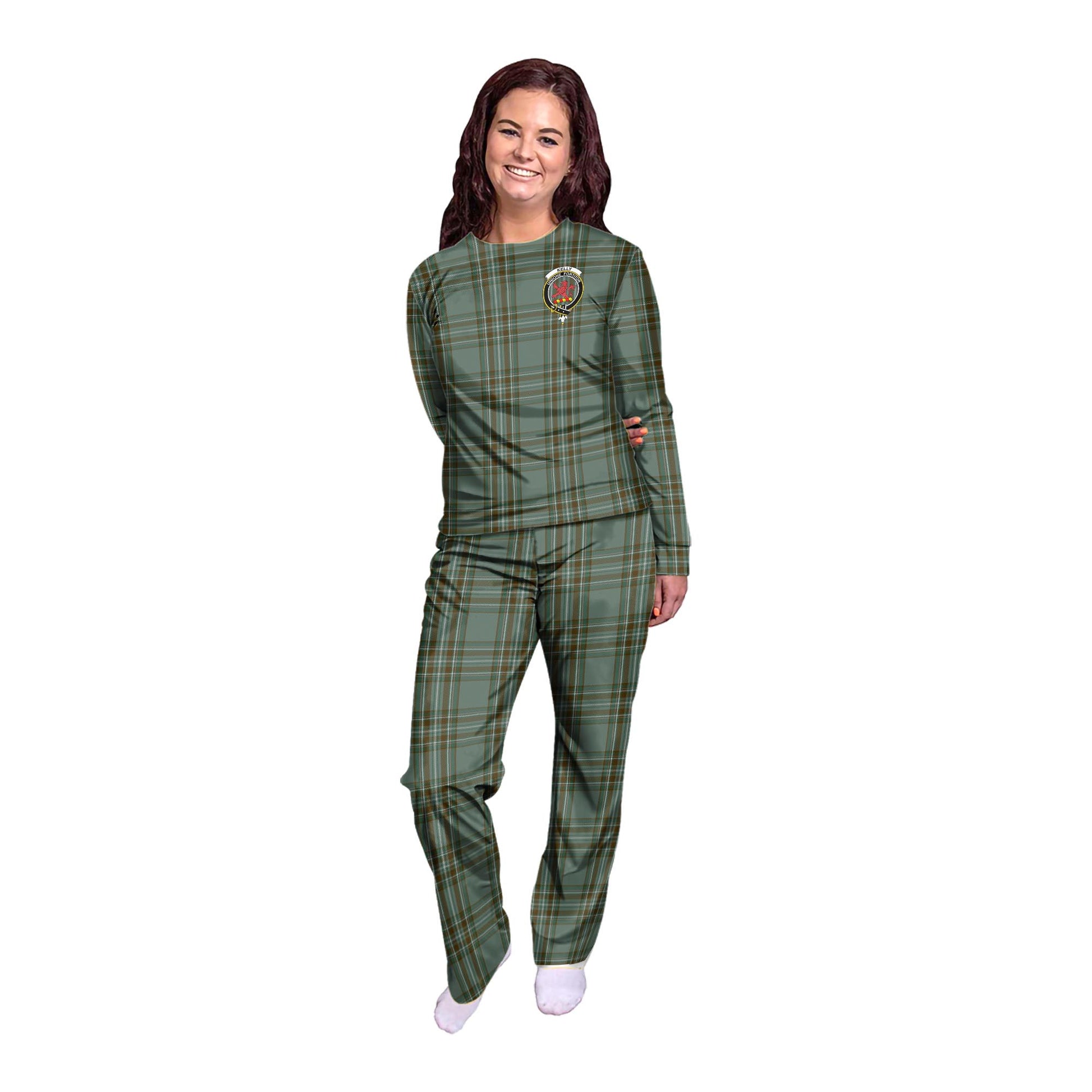 Kelly Dress Tartan Pajamas Family Set with Family Crest - Tartanvibesclothing