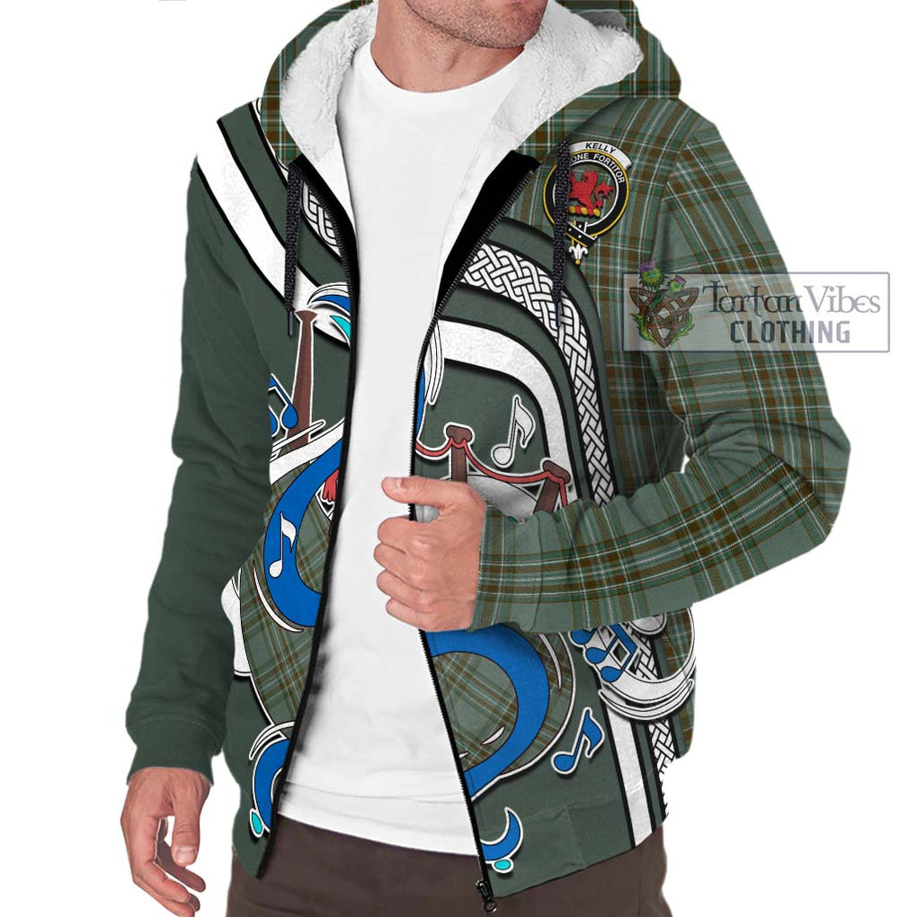 Kelly Tartan Sherpa Hoodie with Epic Bagpipe Style Unisex - Tartanvibesclothing Shop