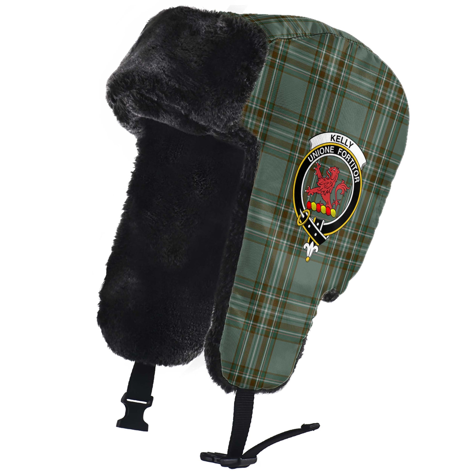 Kelly Dress Tartan Winter Trapper Hat with Family Crest - Tartanvibesclothing