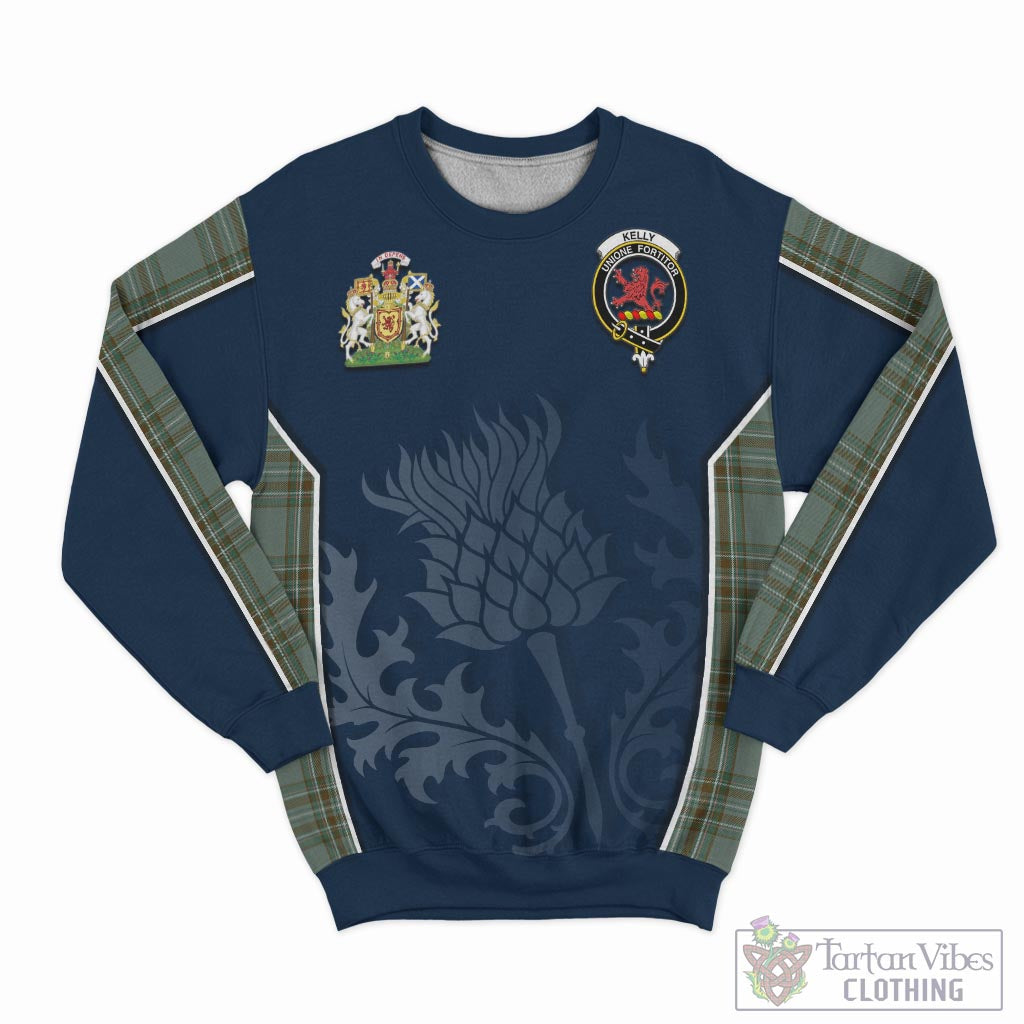 Tartan Vibes Clothing Kelly Dress Tartan Sweatshirt with Family Crest and Scottish Thistle Vibes Sport Style