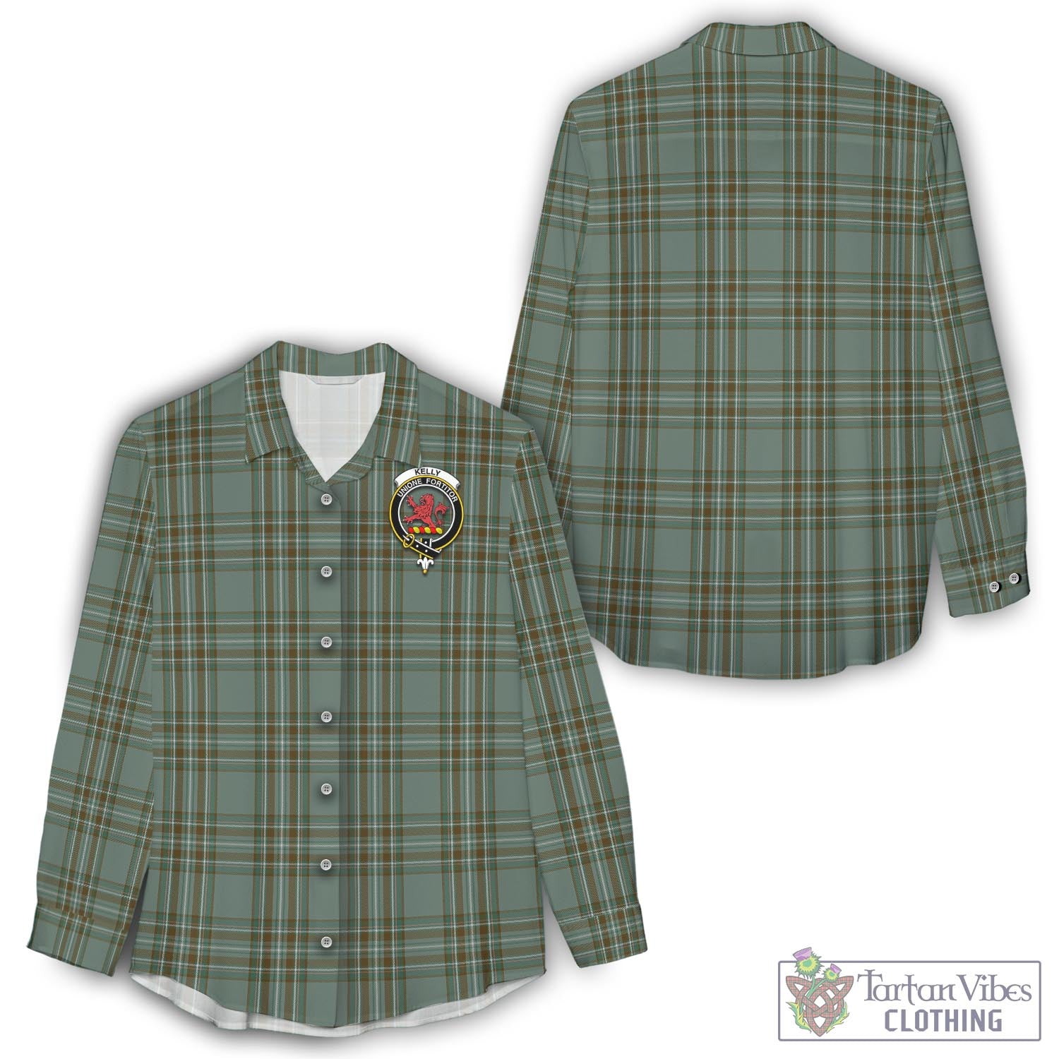 Tartan Vibes Clothing Kelly Dress Tartan Womens Casual Shirt with Family Crest