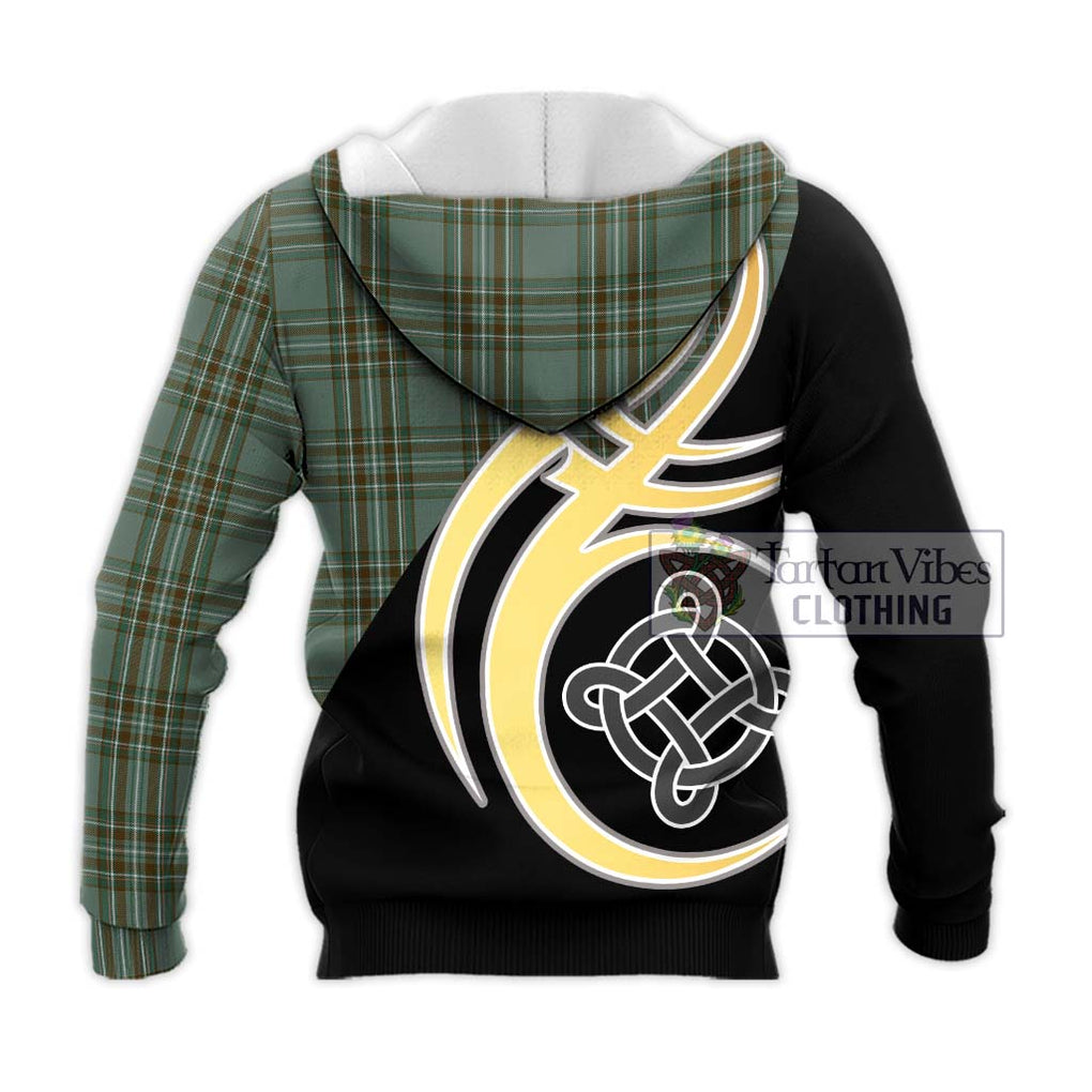 Kelly Tartan Knitted Hoodie with Family Crest and Celtic Symbol Style - Tartan Vibes Clothing