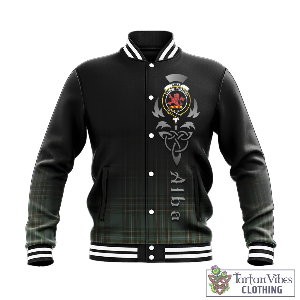 Tartan Vibes Clothing Kelly Dress Tartan Baseball Jacket Featuring Alba Gu Brath Family Crest Celtic Inspired