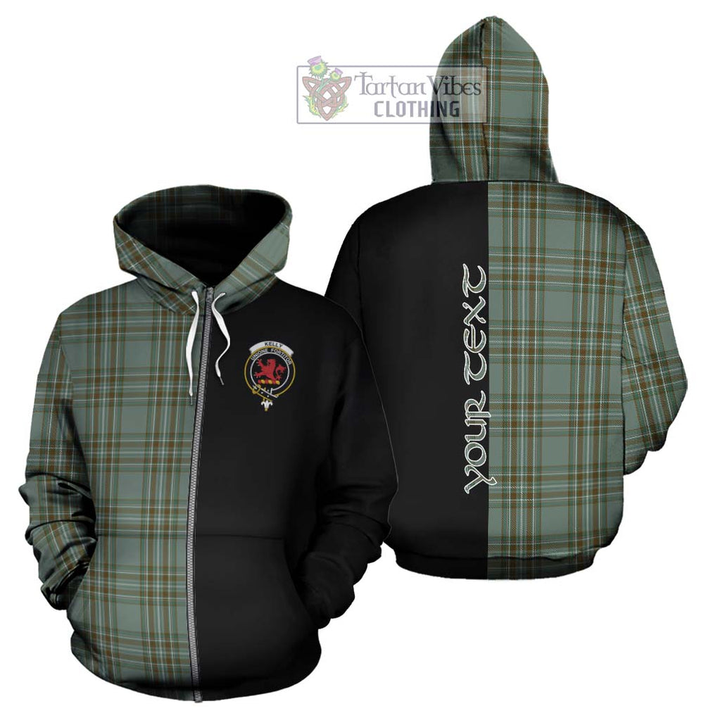 Kelly Tartan Hoodie with Family Crest and Half Of Me Style - Tartanvibesclothing Shop