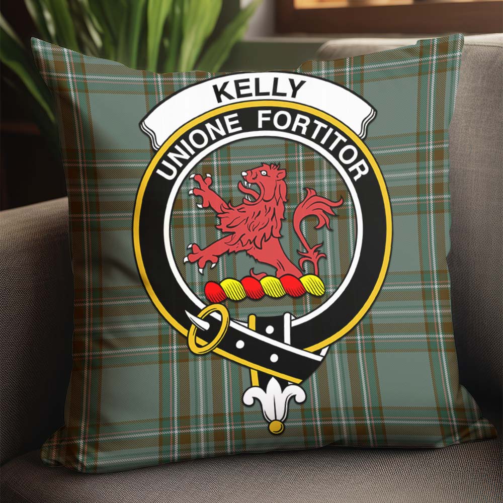 Kelly Dress Tartan Pillow Cover with Family Crest - Tartanvibesclothing