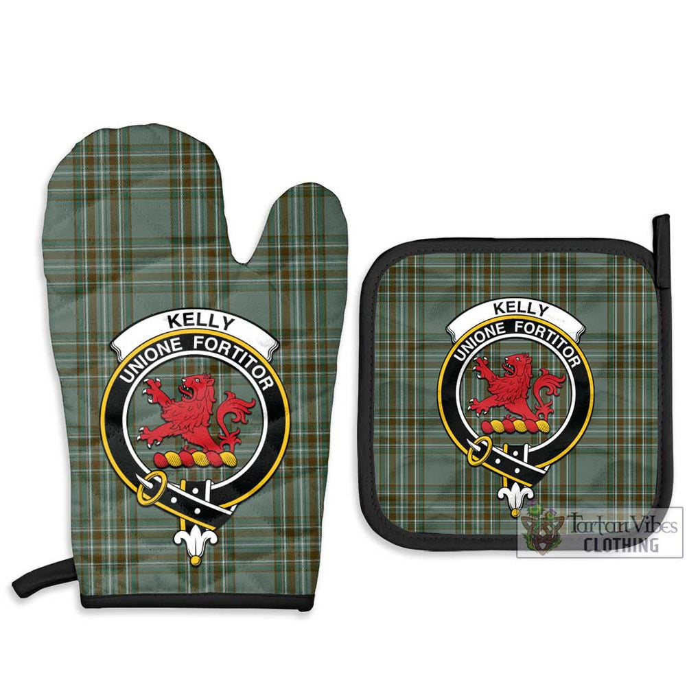 Kelly Tartan Combo Oven Mitt & Pot-Holder with Family Crest Combo 1 Oven Mitt & 2 Pot-Holder Black - Tartan Vibes Clothing