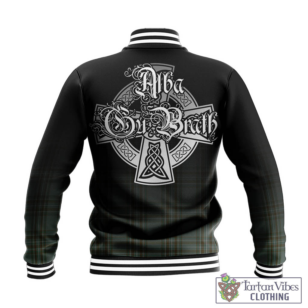 Tartan Vibes Clothing Kelly Dress Tartan Baseball Jacket Featuring Alba Gu Brath Family Crest Celtic Inspired