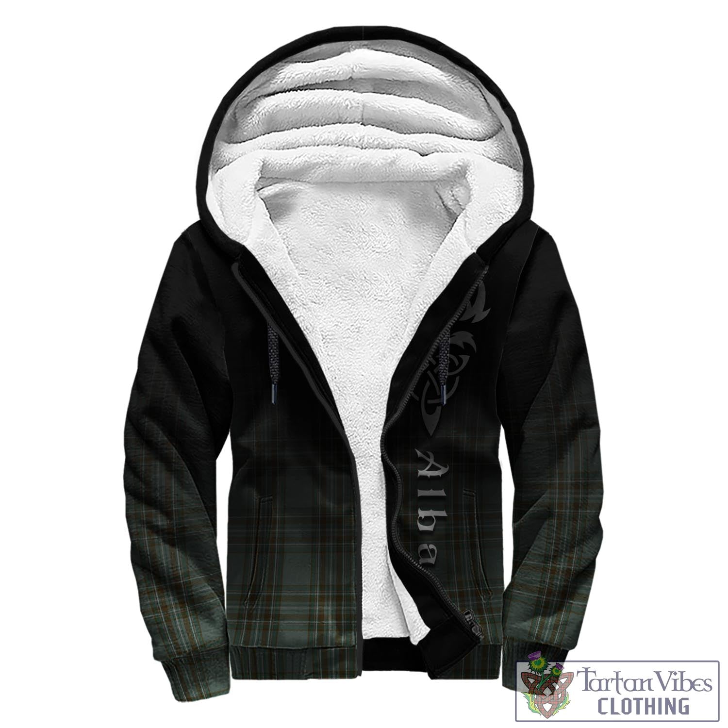 Tartan Vibes Clothing Kelly Dress Tartan Sherpa Hoodie Featuring Alba Gu Brath Family Crest Celtic Inspired