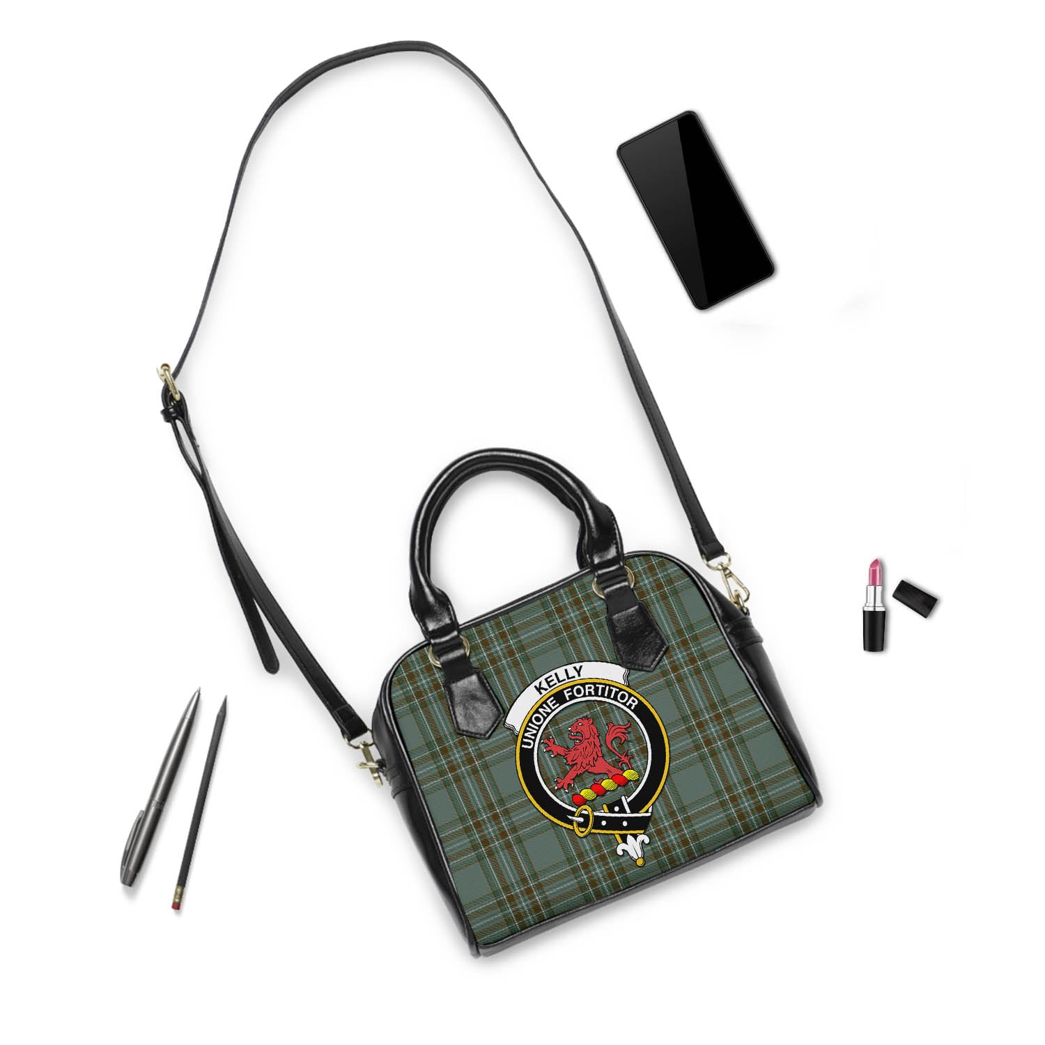 Kelly Dress Tartan Shoulder Handbags with Family Crest - Tartanvibesclothing