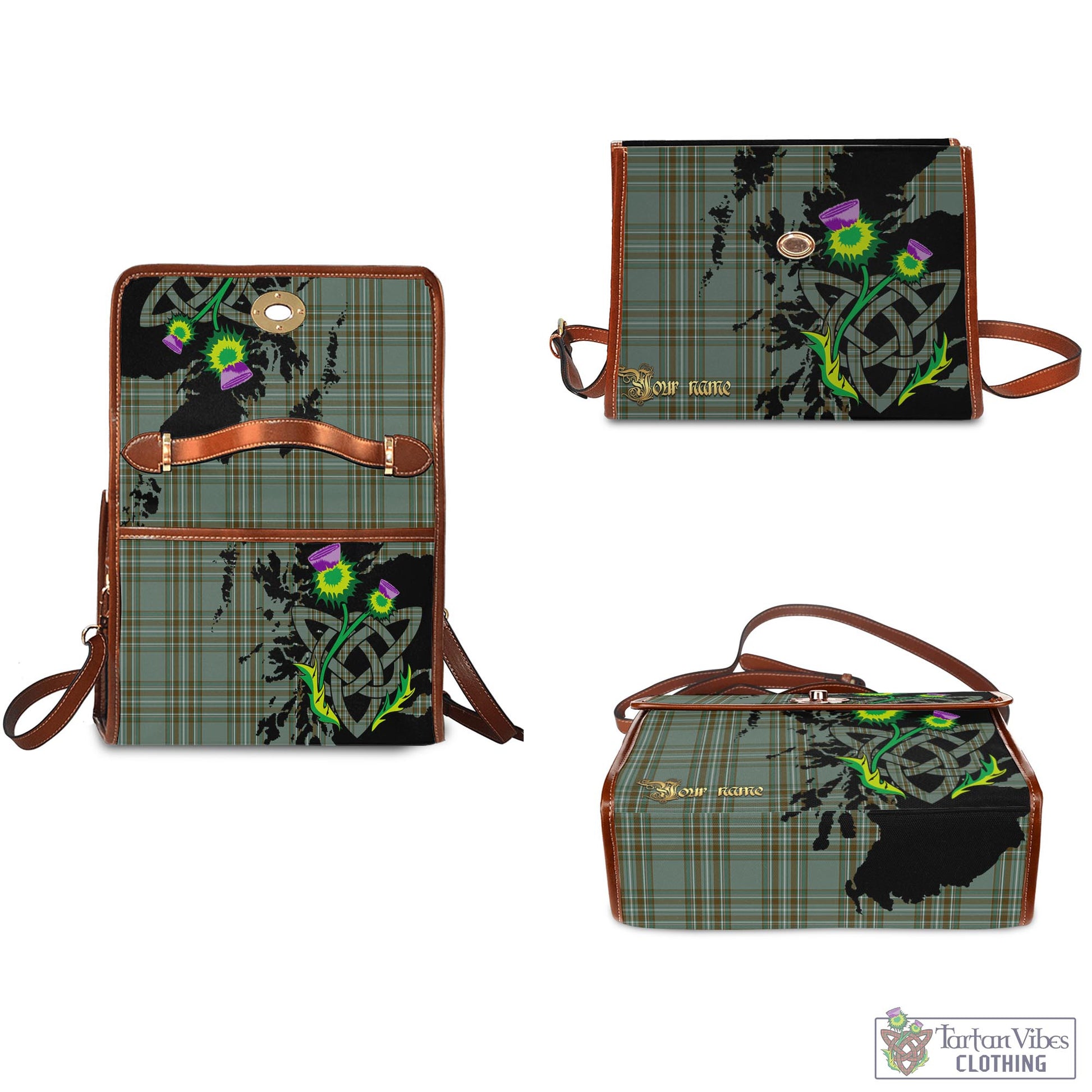 Tartan Vibes Clothing Kelly Dress Tartan Waterproof Canvas Bag with Scotland Map and Thistle Celtic Accents