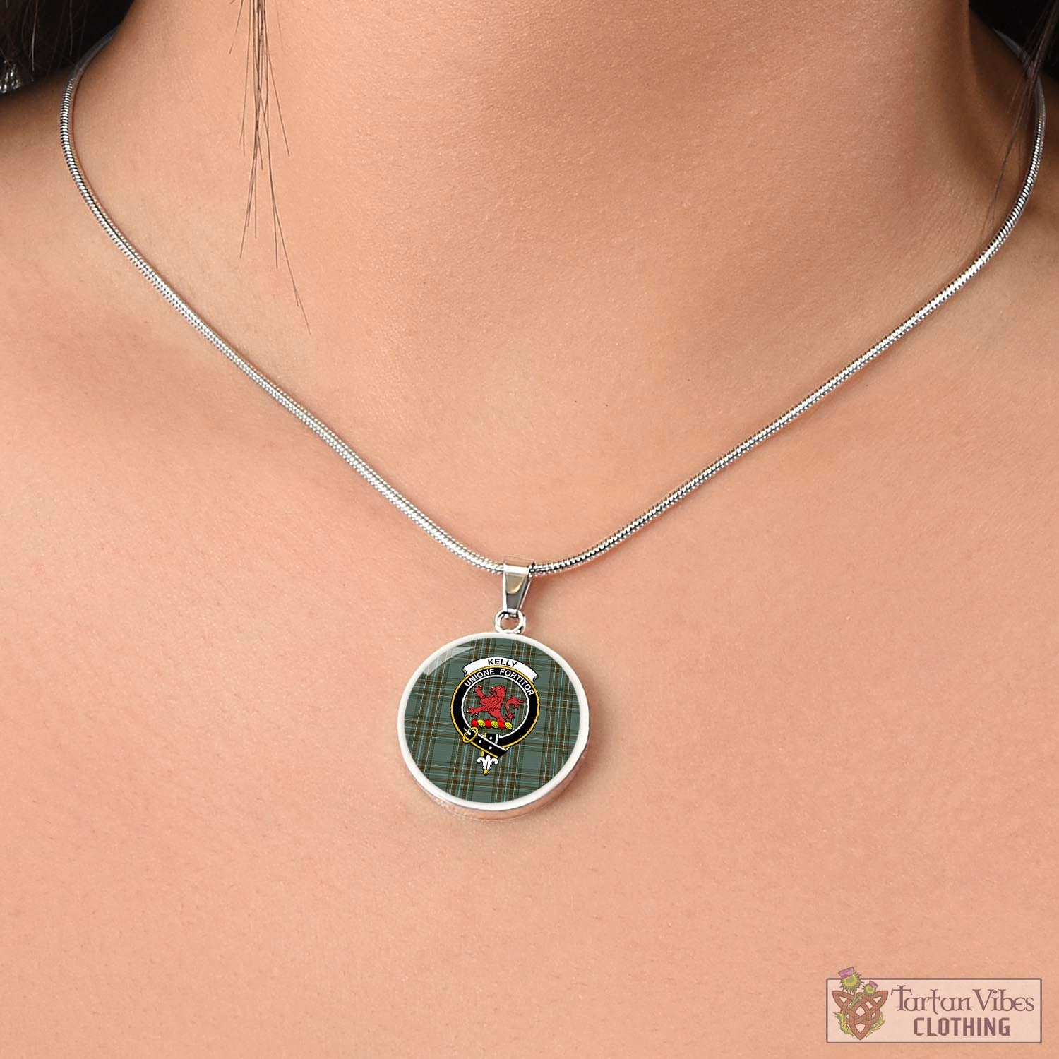 Tartan Vibes Clothing Kelly Dress Tartan Circle Necklace with Family Crest