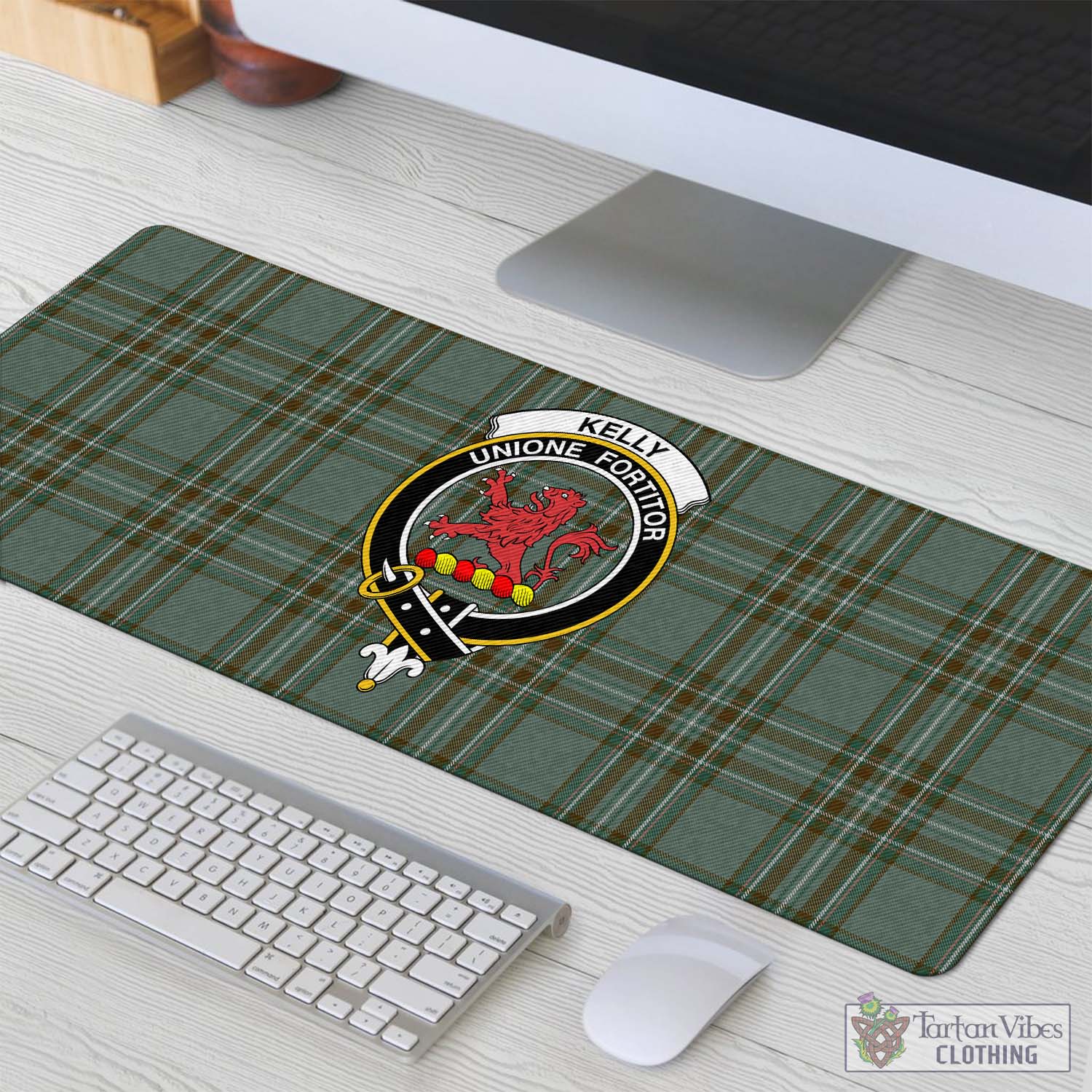 Tartan Vibes Clothing Kelly Dress Tartan Mouse Pad with Family Crest