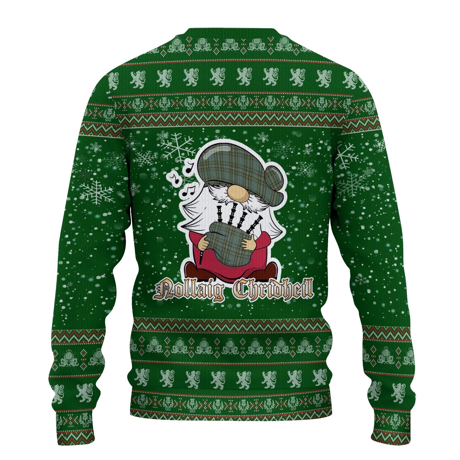 Kelly Dress Clan Christmas Family Knitted Sweater with Funny Gnome Playing Bagpipes - Tartanvibesclothing