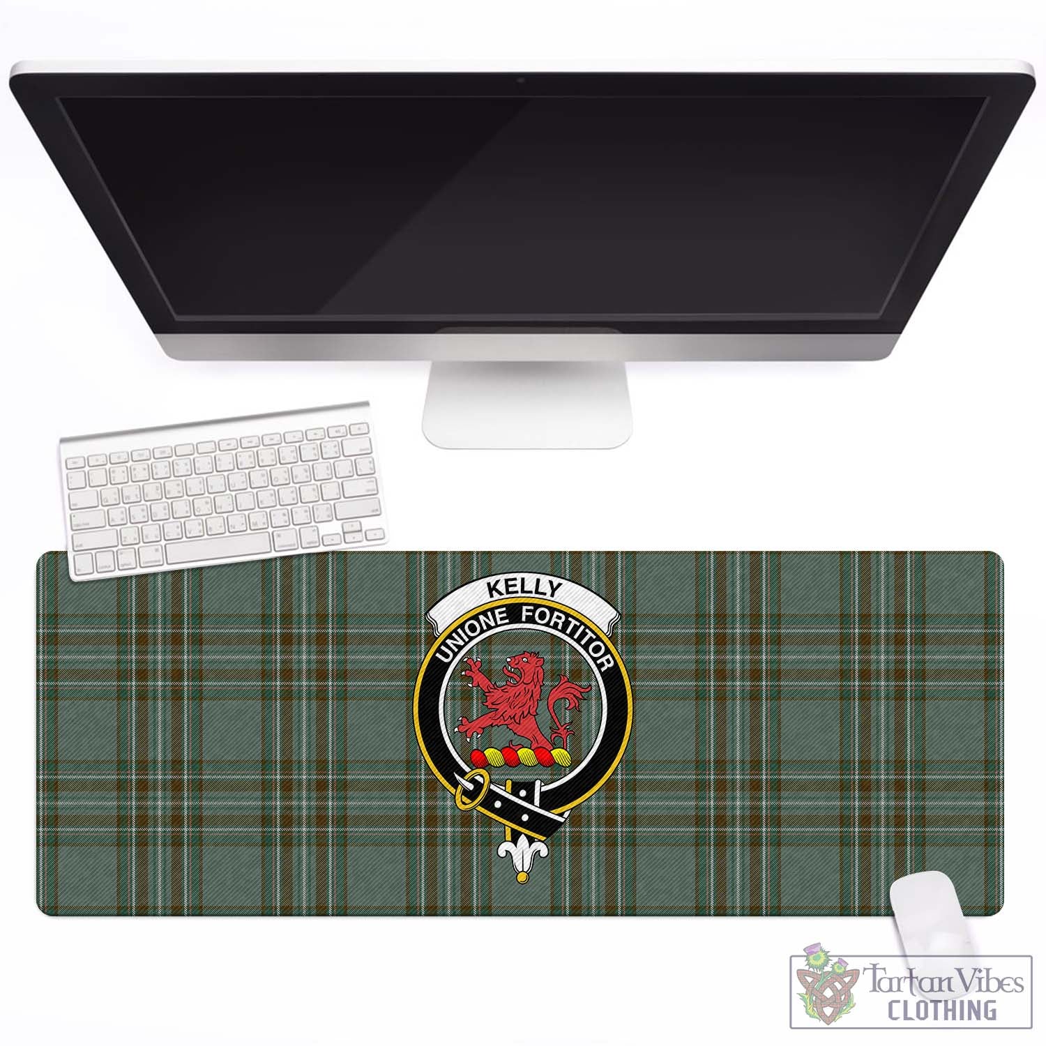 Tartan Vibes Clothing Kelly Dress Tartan Mouse Pad with Family Crest