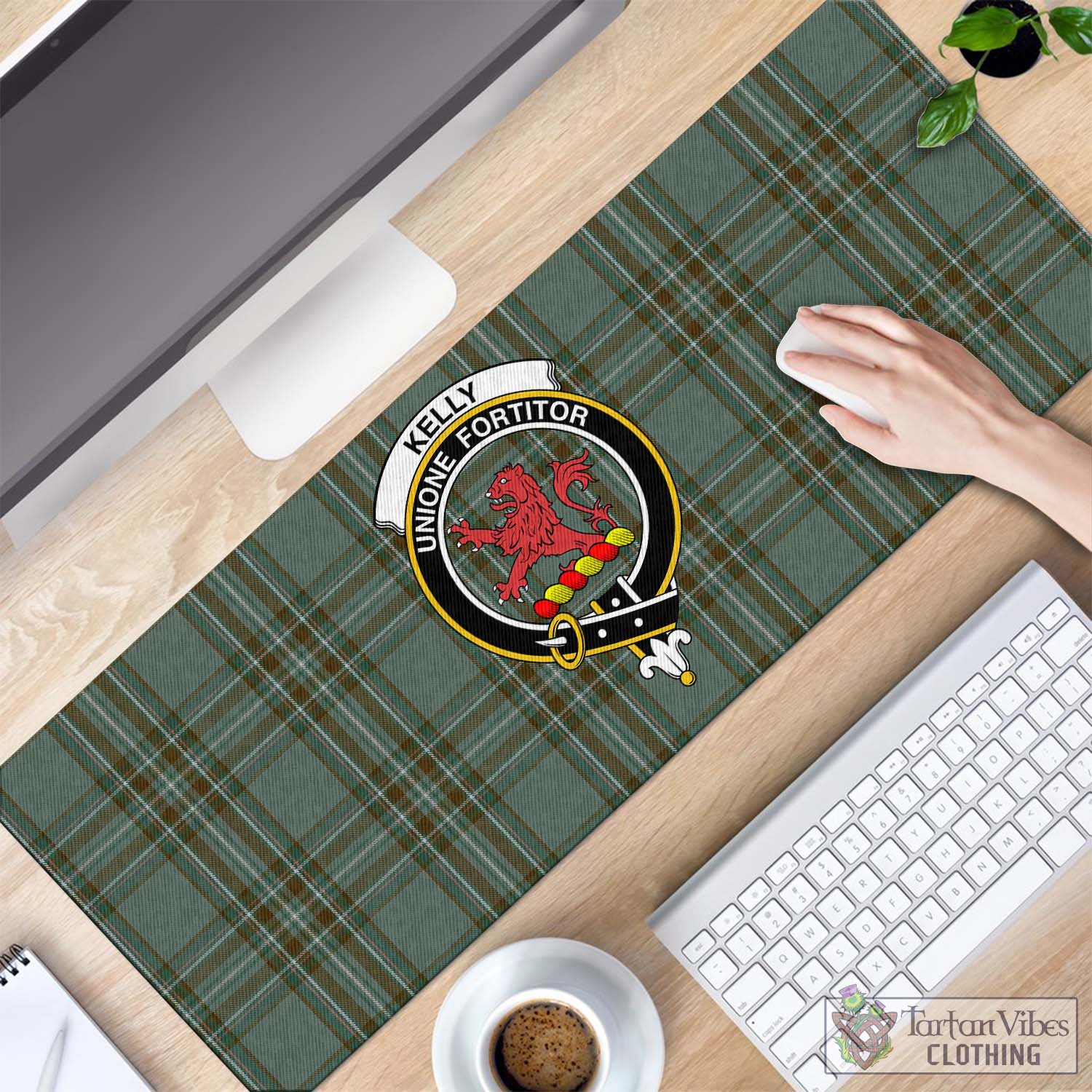 Tartan Vibes Clothing Kelly Dress Tartan Mouse Pad with Family Crest