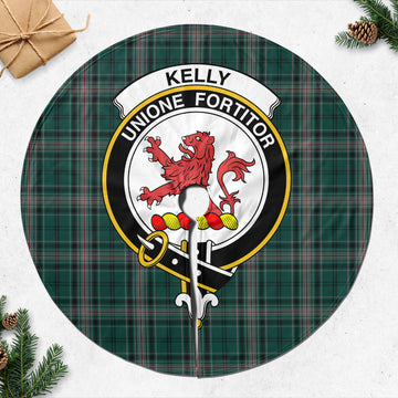 Kelly of Sleat Hunting Tartan Christmas Tree Skirt with Family Crest