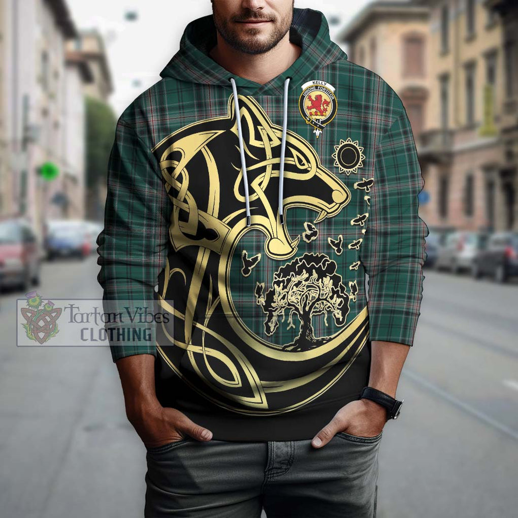 Kelly of Sleat Hunting Tartan Hoodie with Family Crest Celtic Wolf Style Zip Hoodie - Tartan Vibes Clothing