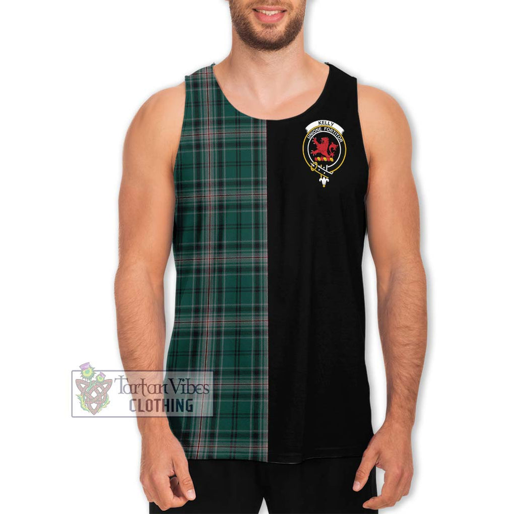 Kelly of Sleat Hunting Tartan Men's Tank Top with Family Crest and Half Of Me Style Men - Tartanvibesclothing Shop