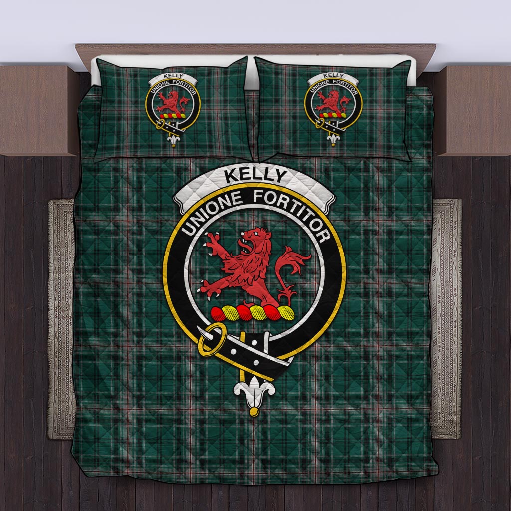 Kelly of Sleat Hunting Tartan Quilt Bed Set with Family Crest Twin - Tartan Vibes Clothing