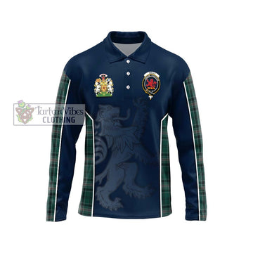 Kelly of Sleat Hunting Tartan Long Sleeve Polo Shirt with Family Crest and Lion Rampant Vibes Sport Style