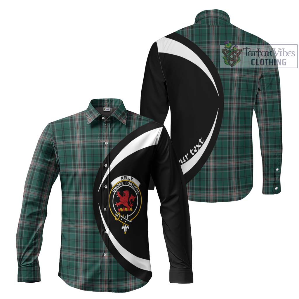 Kelly of Sleat Hunting Tartan Long Sleeve Button Up with Family Crest Circle Style Men's Shirt S - Tartan Vibes Clothing