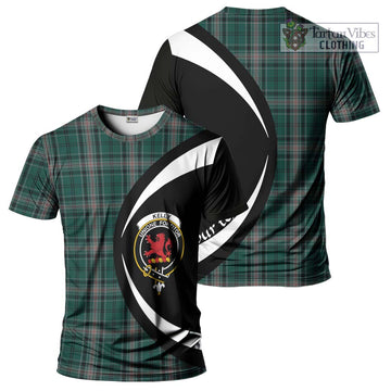 Kelly of Sleat Hunting Tartan T-Shirt with Family Crest Circle Style