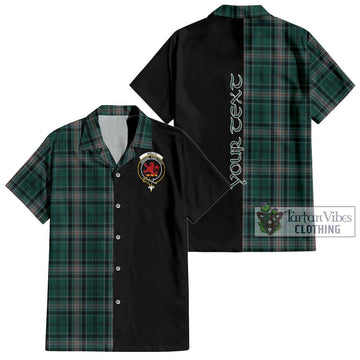 Kelly of Sleat Hunting Tartan Short Sleeve Button Shirt with Family Crest and Half Of Me Style