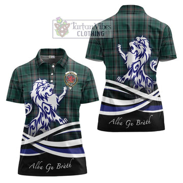 Kelly of Sleat Hunting Tartan Women's Polo Shirt with Alba Gu Brath Regal Lion Emblem