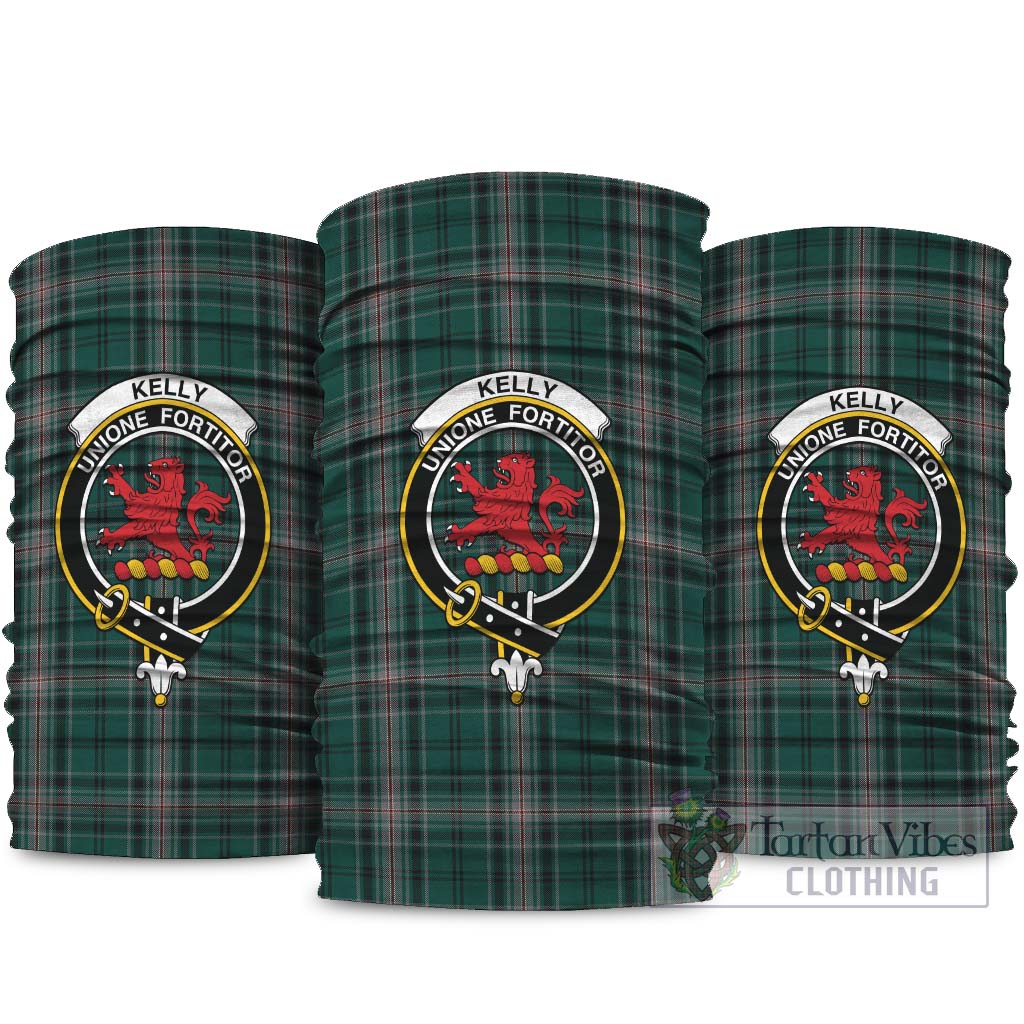 Kelly of Sleat Hunting Tartan Neck Gaiters, Tartan Bandanas, Tartan Head Band with Family Crest