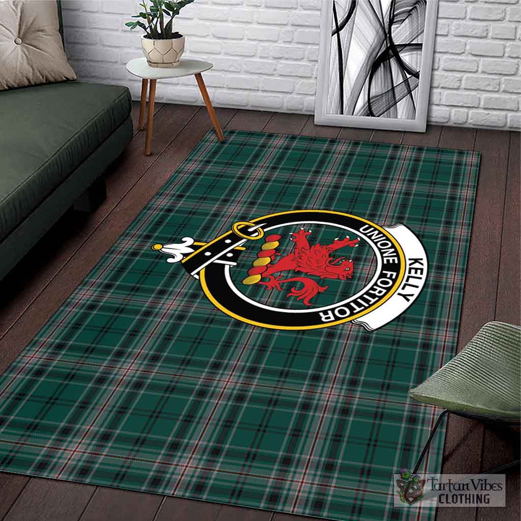 Tartan Vibes Clothing Kelly of Sleat Hunting Tartan Area Rug with Family Crest