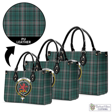 Kelly of Sleat Hunting Tartan Luxury Leather Handbags with Family Crest