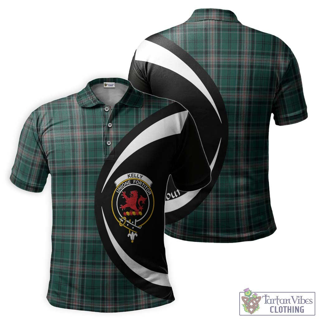 Kelly of Sleat Hunting Tartan Men's Polo Shirt with Family Crest Circle Style Kid - Tartan Vibes Clothing