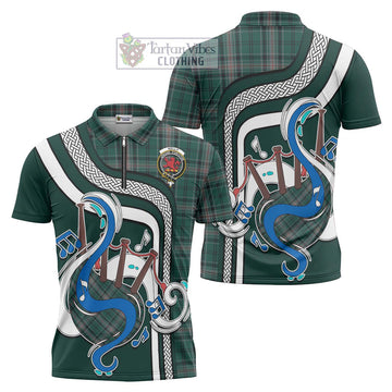 Kelly of Sleat Hunting Tartan Zipper Polo Shirt with Epic Bagpipe Style