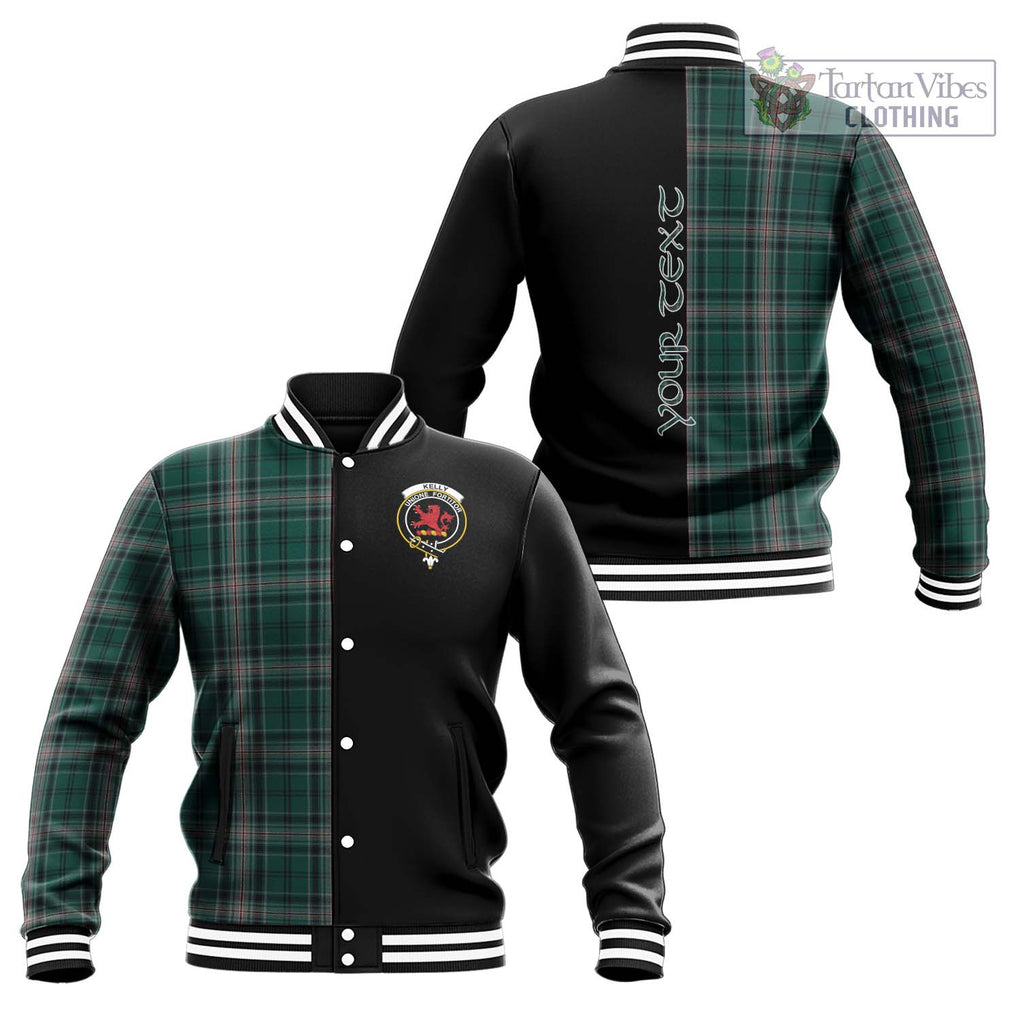 Kelly of Sleat Hunting Tartan Baseball Jacket with Family Crest and Half Of Me Style Unisex - Tartanvibesclothing Shop