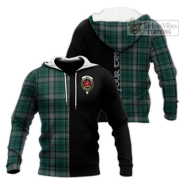 Kelly of Sleat Hunting Tartan Knitted Hoodie with Family Crest and Half Of Me Style