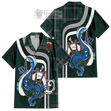 Kelly of Sleat Hunting Tartan Short Sleeve Button Shirt with Epic Bagpipe Style