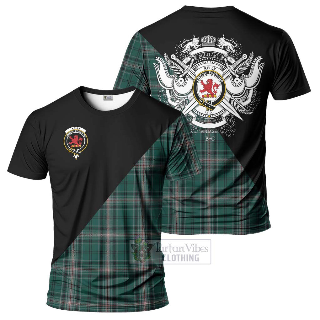 Kelly of Sleat Hunting Tartan T-Shirt with Family Crest and Military Logo Style Kid's Shirt - Tartanvibesclothing Shop