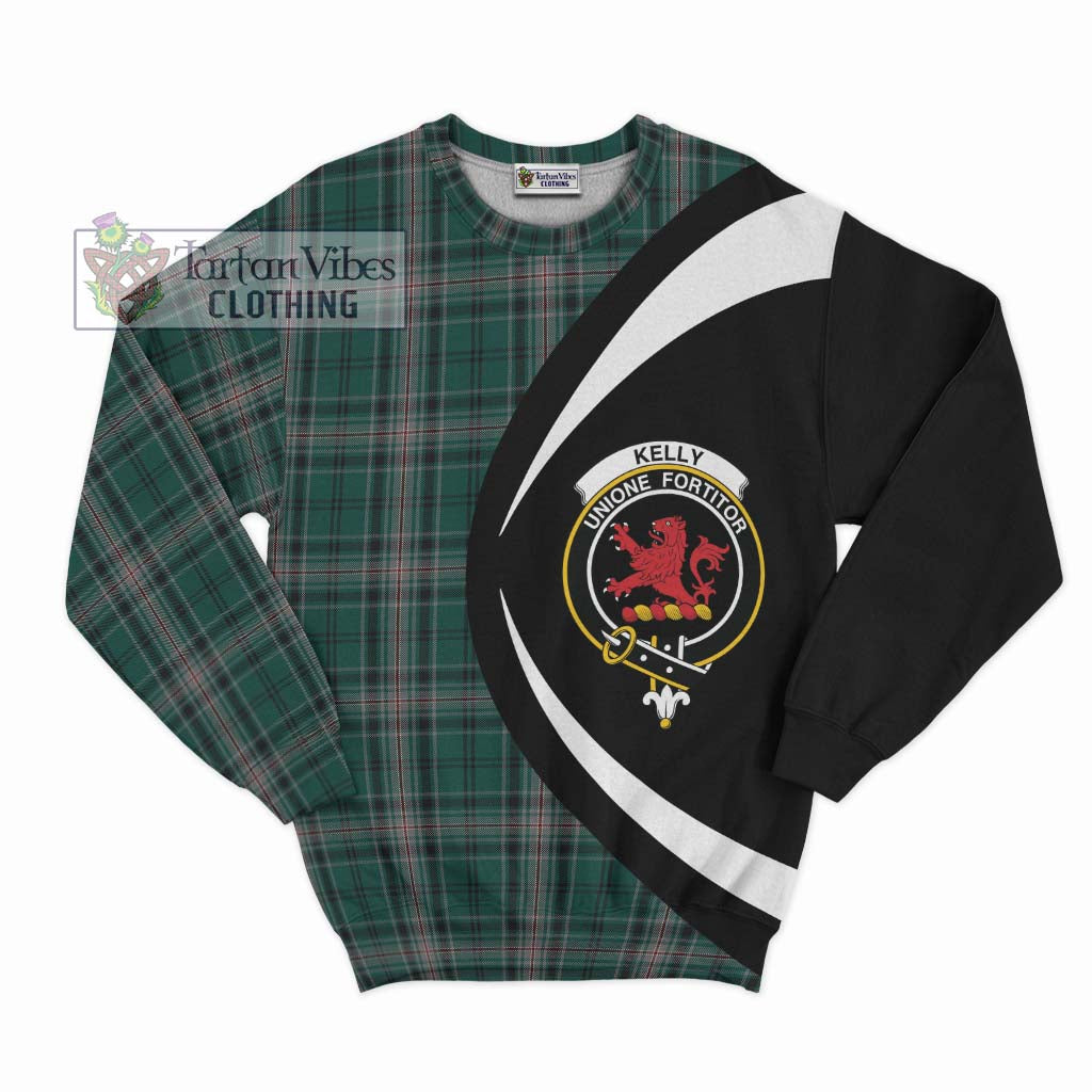 Kelly of Sleat Hunting Tartan Sweatshirt with Family Crest Circle Style Unisex - Tartan Vibes Clothing