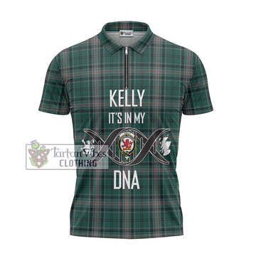 Kelly of Sleat Hunting Tartan Zipper Polo Shirt with Family Crest DNA In Me Style