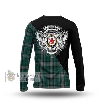 Kelly of Sleat Hunting Tartan Long Sleeve T-Shirt with Family Crest and Military Logo Style