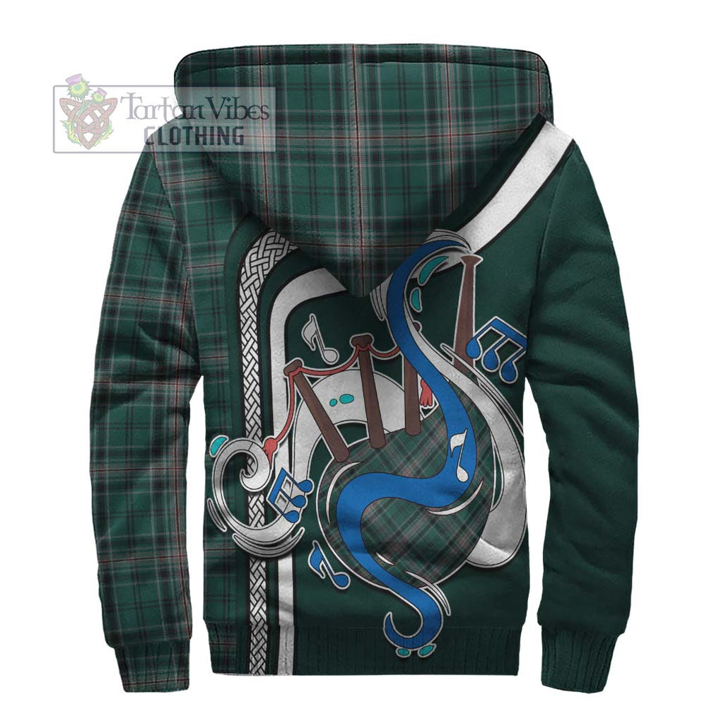 Kelly of Sleat Hunting Tartan Sherpa Hoodie with Epic Bagpipe Style - Tartanvibesclothing Shop