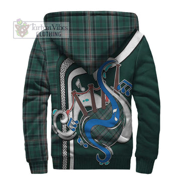 Kelly of Sleat Hunting Tartan Sherpa Hoodie with Epic Bagpipe Style