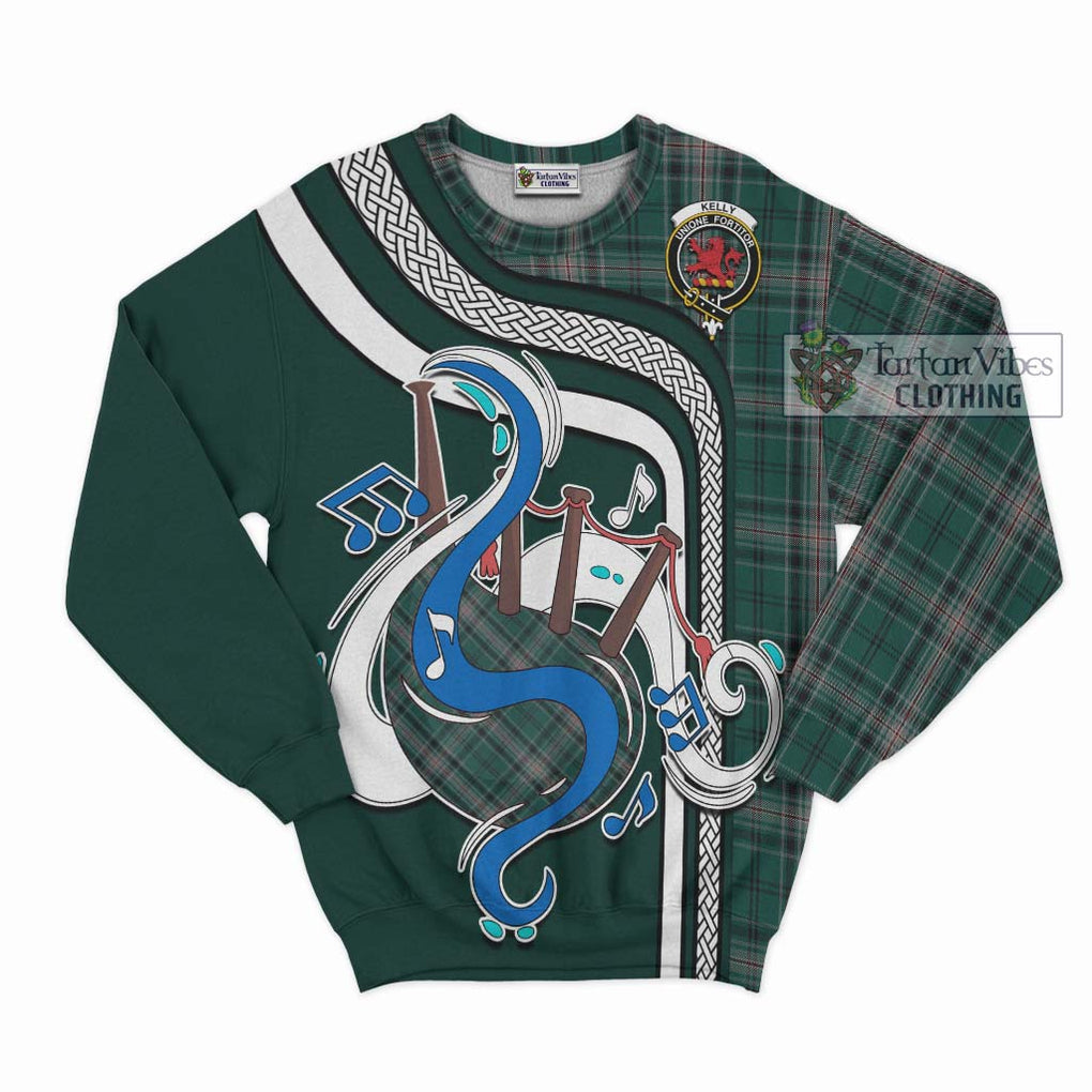 Tartan Vibes Clothing Kelly of Sleat Hunting Tartan Sweatshirt with Epic Bagpipe Style