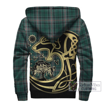 Kelly of Sleat Hunting Tartan Sherpa Hoodie with Family Crest Celtic Wolf Style