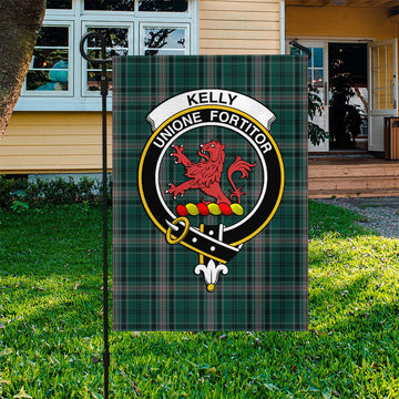 Kelly of Sleat Hunting Tartan Flag with Family Crest