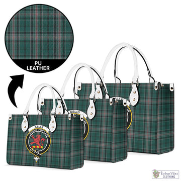 Kelly of Sleat Hunting Tartan Luxury Leather Handbags with Family Crest